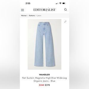 Wandler Magnolia organic high-rise jean in blue. size 31